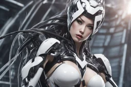 Cyber Girl in 8k Afukuro artstyle , venom them, white costume, close picture, intricate details, highly detailed, high details, detailed portrait, masterpiece,ultra detailed, ultra quality