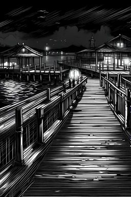 Dock at night drawing