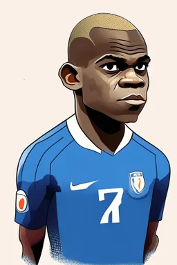 Ngolo Kante French soccer player cartoon 2d