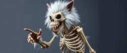 Werewolf Skeleton with lotsa fluffy fur pointing at camera