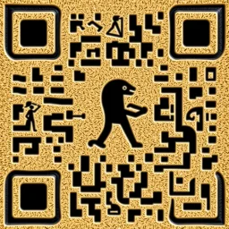 A QR code formed from hieroglyphics