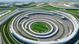 A white racetrack with boosting cars designed in ancient Roman mosaics painted by Cai Jia