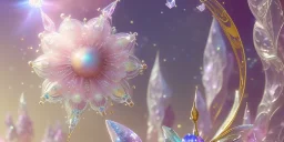 one big crystal subtle flower in a galactic ambiance with a beautiful fairy, transparent petals, delicate colors, in the foreground, full of details, smooth，soft light atmosphere, light effect，vaporwave colorful, concept art, smooth, extremely sharp detail, finely tuned detail, ultra high definition, 8 k, unreal engine 5, ultra sharp focus