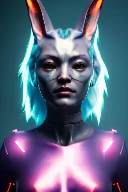 Medium Close Up Portrait, Front image. cyberpunk, rabbit mask, asian woman, titanium hair. Latex suit. white, pink, color. Playboy style. Color background, photo studio. Avatar image, highly detailed, concept art, smooth, unreal engine 5, ray tracing, RTX, lumen lighting, ultra detail, volumetric lighting, 3d, finely drawn, high definition, high resolution.