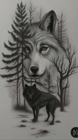 Black wolf art