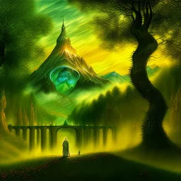 Epic Drawing of scenery of The LOTR estilo Van Gogh 4k