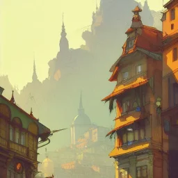 Market place+Beaux Arts architecture+uphill road+trees+ biopunk+Bueno Aires+turin+trieste+Book illustration by Gediminas Pranckevičius, Jean Baptiste Monge, Brian Kesinger, Anton fadeev, Kilian Eng, strong lines, high contrast vibrant colors, highly detailed, 16k resolution, trending on behance