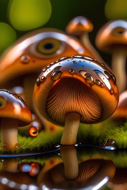 eye reflecting mushrooms