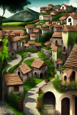 Generate an artistic design of a village