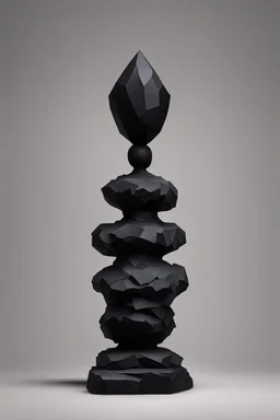 an ominous small statue made of black stone, incomprehensible shape