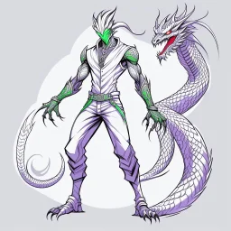 dragonman cabeza y cara humana high detailed concept art, front facing, dynamic pose, full body, white background color, t-shirt design,