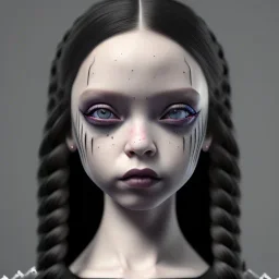 Jenna ortega addams family,wednesday addams make up, wednesday addams black dress, wednesday addams hair, hyper detail, octane render, unreal engine 5, photorealistic, 8k resulation