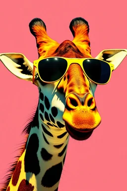 giraffewith sunglasses in the style of warhol