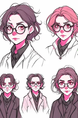 Drawing sketches of a character wearing round glasses inspired by the Demon Slayer anime