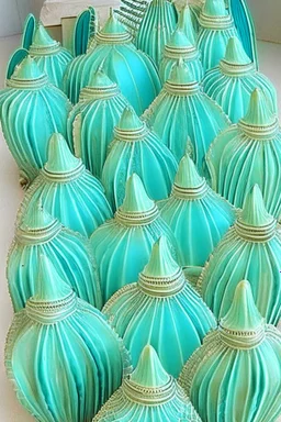 Turquoise arches in vertical Nautilus shells by artist "Old Poppycock"