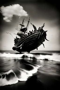 Black and white photography of a globster approaching the shore in style of Joel Peter Witkin