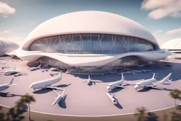 exterior view of an ant-shaped airport, spectacular, shocking, ultra quality, maximalist, 8k 3D