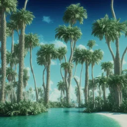 1980's aesthetic vaporwave curvy palm trees with spheres and ufo