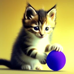 Cute kitten playing with a ball of string