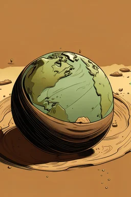 the globe sinking into a massive vat of manure