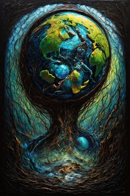 The world began to crumble when feelings gradually eroded facts; Neo-Surrealistic Stylistic Mixed Media Lowbrow inter-dimensional art