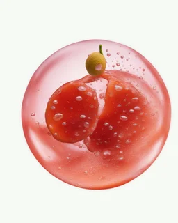 orange in water drops, transparent background