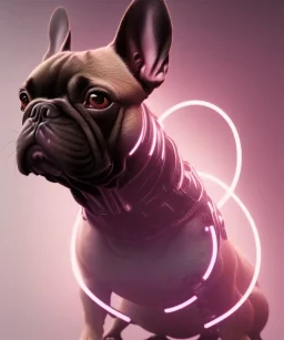 ! dream symmetry!! portrait of a french bulldog, sci - fi, tech wear, glowing lights!! intricate, elegant, highly detailed, digital painting, artstation, concept art, smooth, sharp focus, illustration, art by artgerm and greg rutkowski and alphonse mucha