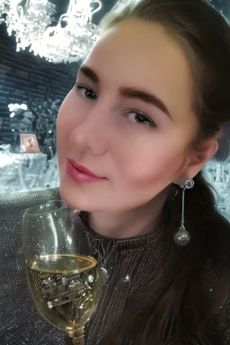 Historic portrait painting of a 42 year old princess in a luxurious library with large mansion windows behind