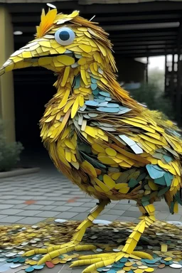 a big bird made of shards