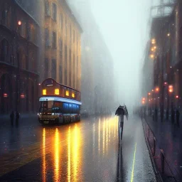 beauitful rainy street glowing