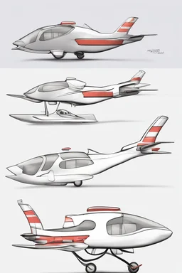 ideation aeroplane airmed inspired by shark with side view, quarter view and front view