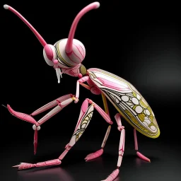 A rosy pink wind elemental orchid mantis designed in ancient Greek mosaics painted by Keith Haring