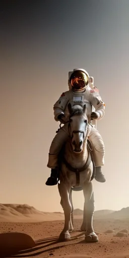 an astronaut RIDING A HORSE in Mars, highly detailed, 3d render