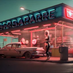 Ultra Realistic retro sci-fi afire Supermarket parking scene, 1960 year, many running people. blonde woman, sweet scarlet Johansson face, perfect iris, glow eyes, face makeup, tight latex coat; many panic people, Retro sci-fi style, soft color, highly detailed, unreal engine 5, ray tracing, RTX, lumen lighting, ultra detail, volumetric lighting, 3d, finely drawn, high definition, high resolution.