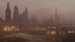 an distant old london factory, rugged, fireplaces, cold weather, comfy