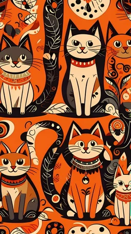 Wallpaper of cats in kandisky style