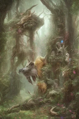 dream deer god druid deep forest green mystic