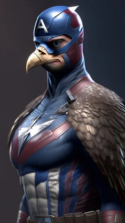 Upscale captain america become bird, ultra realistic, 4k, ultra detail, full body, full picture
