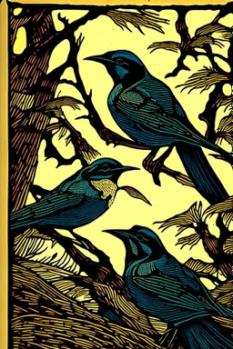 birds woodcuts van gough