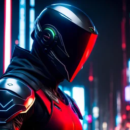 Genji with cover mask in 8k nier automata drawing style, venom theme, cinematic mood, red bodysuit, cybernetic, stealthy, futuristic, ninja, high-tech, augmented, bionic, shadows, cybernetic eye, neon-lit, mysterious, haunting, dystopian, hidden in shadows, enigmatic, desolate, cyberpunk, eerie, ninja mastery, glowing cybernetics
