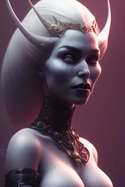 Lene Nystrøm as evil queen in black leather, busty, cleavage, voluptuous, Aqua Lene, angry, stern look. character design by cory loftis, fenghua zhong, ryohei hase, ismail inceoglu and ruan jia. unreal engine 5, artistic lighting, highly detailed, photorealistic, fantasy