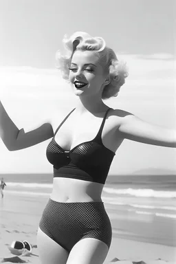 Marilyn Monroe doing pilates in bikini