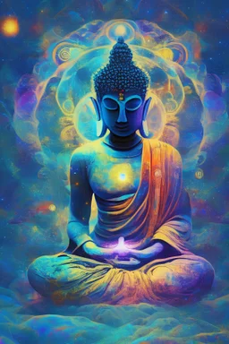 meditating buddha psychedelic artistic cosmic universe