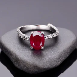 ruby ring with braided tungsten and titanium, braided band, men's jewellery