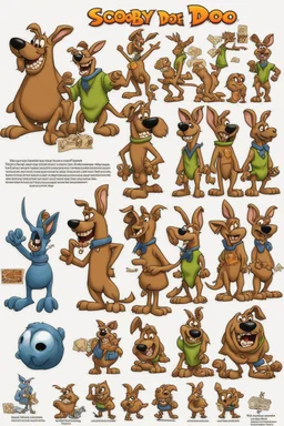 Scooby Doo: The Curse of the Were-Rabbit in the style of Laika, Inc. with a poster like Skylanders character sheet.