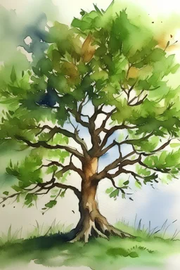 tree . watercolor drawing