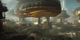 video game level design, sci-fi, latin architecture, 3d environment, concept art, cinematic, solarpunk