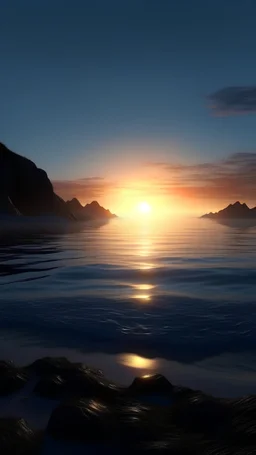 a 4k, landscape at sunset, nature, less vibrant color, ocean