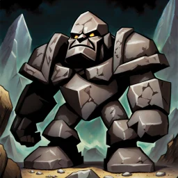 fantasy 90's tcg stone granite golem artwork