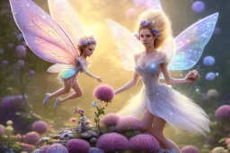 one very little beautiful fairy above one big crystal subtle flower in a galactic ambiance, transparent petals, delicate colors, in the foreground, full of details, smooth, bright sunshine，soft light atmosphere, light effect，vaporwave colorful, concept art, smooth, extremely sharp detail, finely tuned detail, ultra high definition, 8 k, unreal engine 5, ultra sharp focus